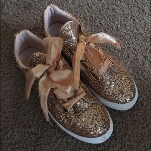 Rose Gold Glitter Tennis Shoes